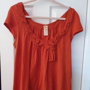 Orange Scoop Neck Blouse